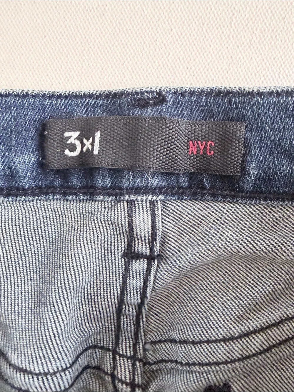 3x1 NYC Raw Hem Straight Leg Jeans 29 Mid Rise Stretch Blue Denim Frayed Hem